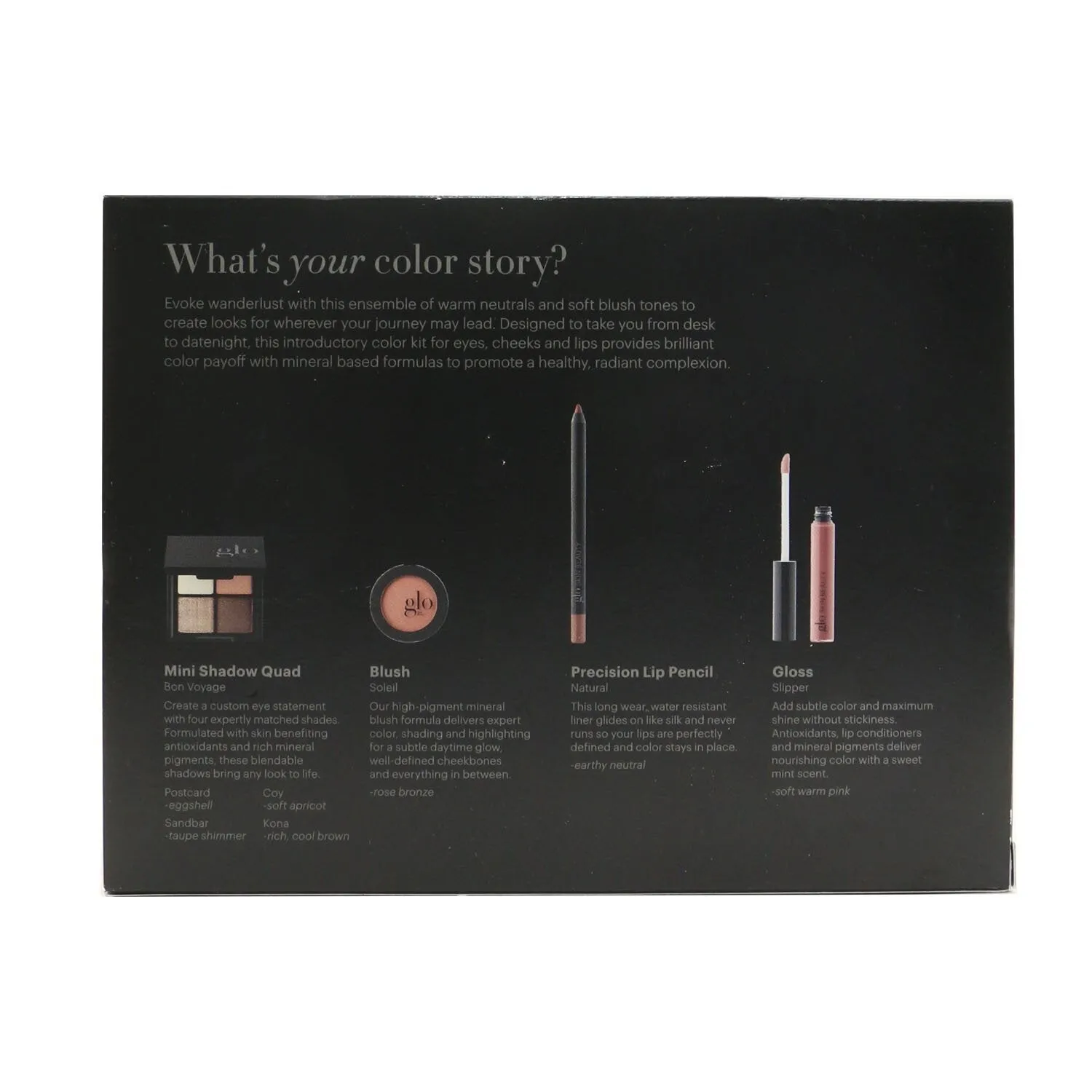 Glo Skin Beauty Desk to Datenight (Mini Shadow Quad   Blush   Lip Pencil   Lip Gloss) - # Bon Voyage  4pcs