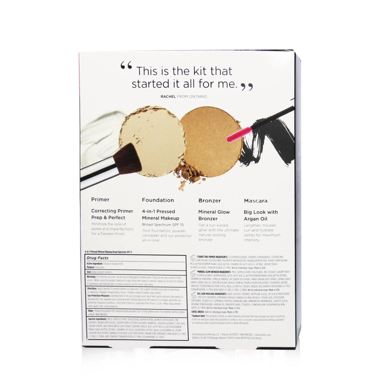PUR (PurMinerals) Best Sellers Kit (5 Piece Beauty To Go Collection) (1x Primer. 1x Pressed Powder. 1x Bronzer. 1x Mascara. 1x Brush) - # Light  5pcs