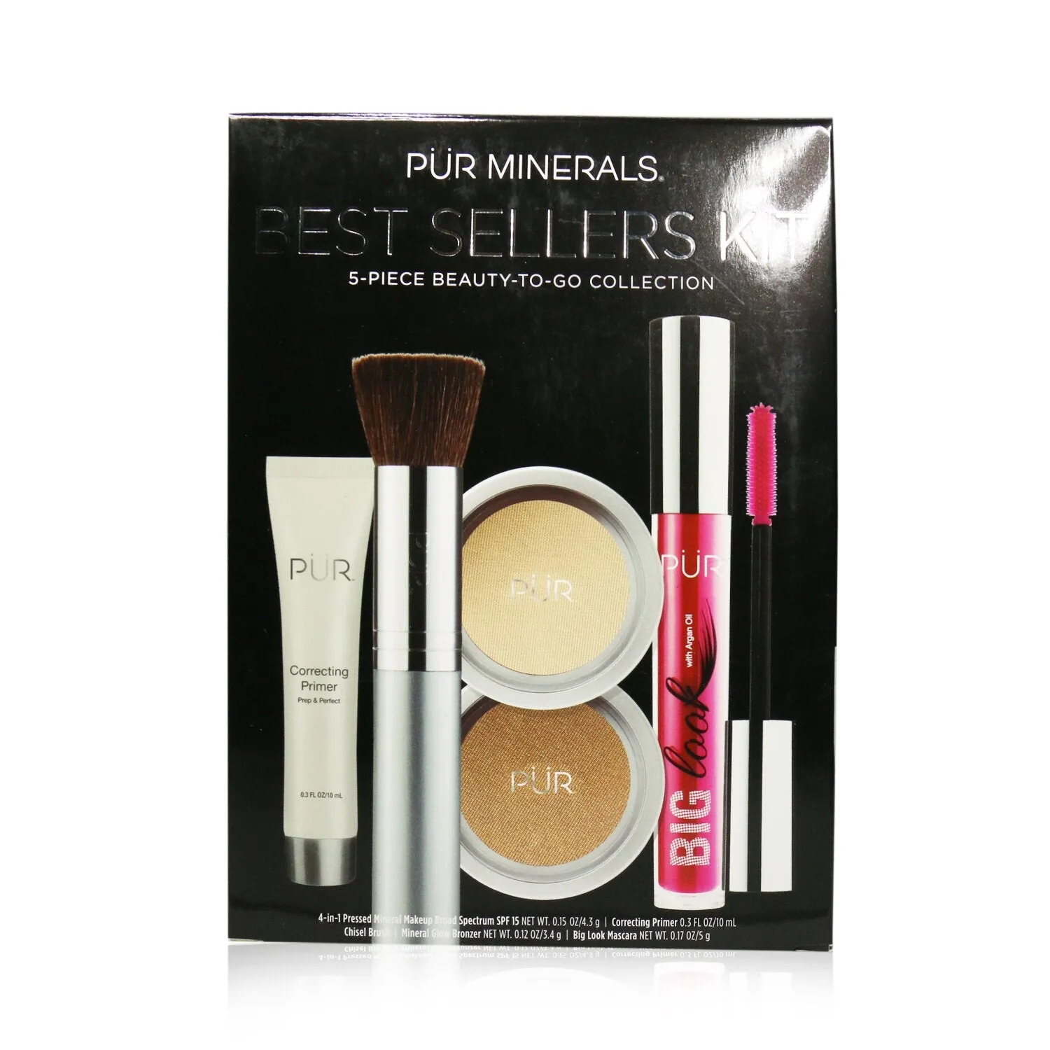 PUR (PurMinerals) Best Sellers Kit (5 Piece Beauty To Go Collection) (1x Primer. 1x Pressed Powder. 1x Bronzer. 1x Mascara. 1x Brush) - # Light  5pcs