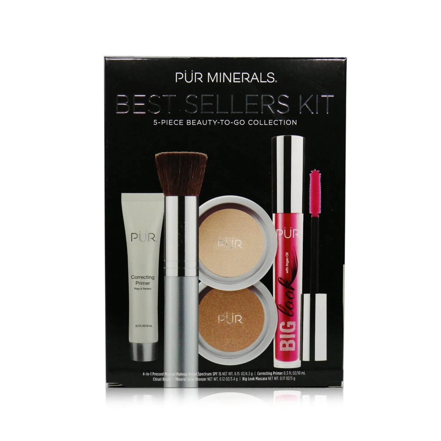 PUR (PurMinerals) Best Sellers Kit (5 Piece Beauty To Go Collection) (1x Primer. 1x Pressed Powder. 1x Bronzer. 1x Mascara. 1x Brush) - # Light  5pcs