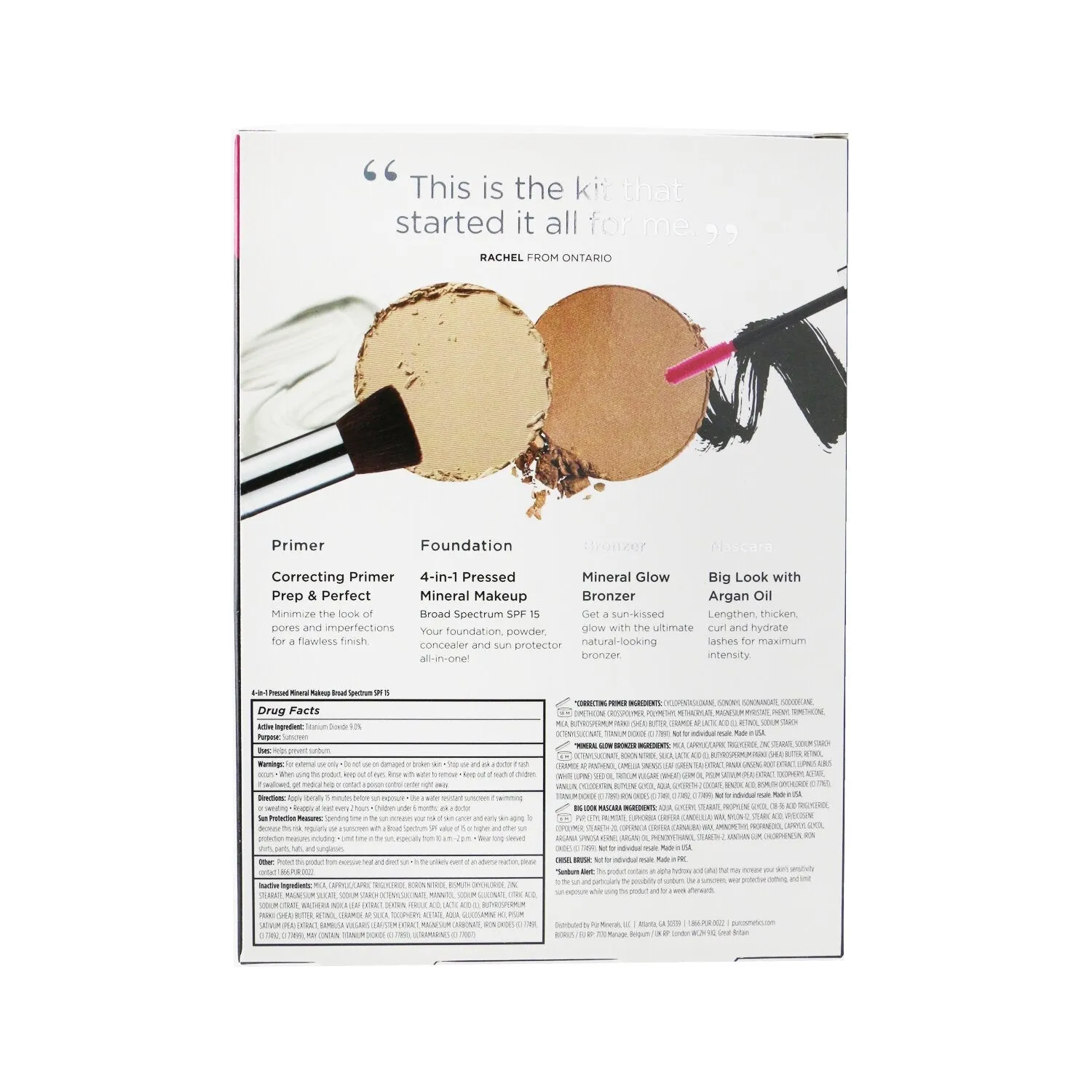 PUR (PurMinerals) Best Sellers Kit (5 Piece Beauty To Go Collection) (1x Primer. 1x Pressed Powder. 1x Bronzer. 1x Mascara. 1x Brush) - # Light  5pcs