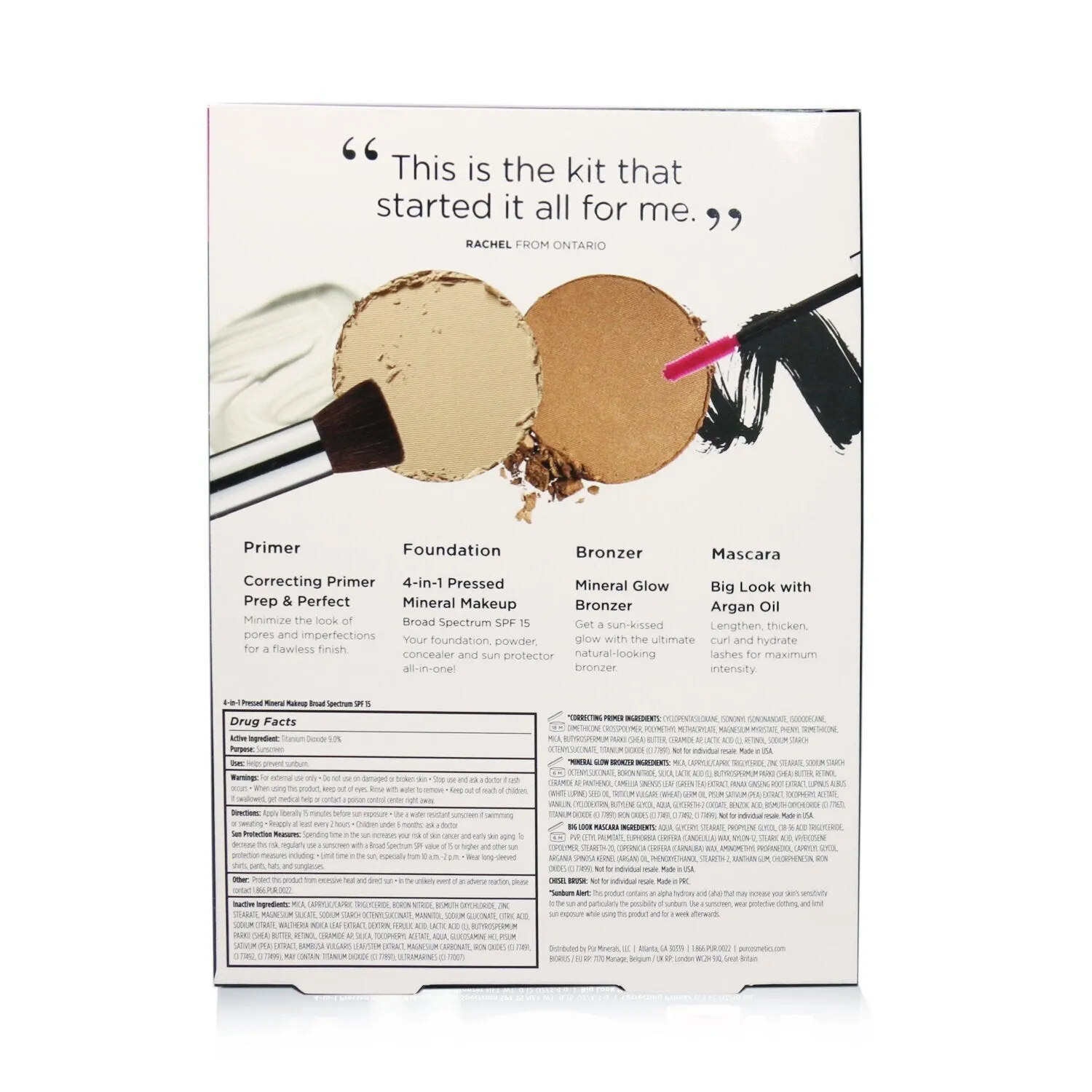 PUR (PurMinerals) Best Sellers Kit (5 Piece Beauty To Go Collection) (1x Primer. 1x Pressed Powder. 1x Bronzer. 1x Mascara. 1x Brush) - # Light  5pcs