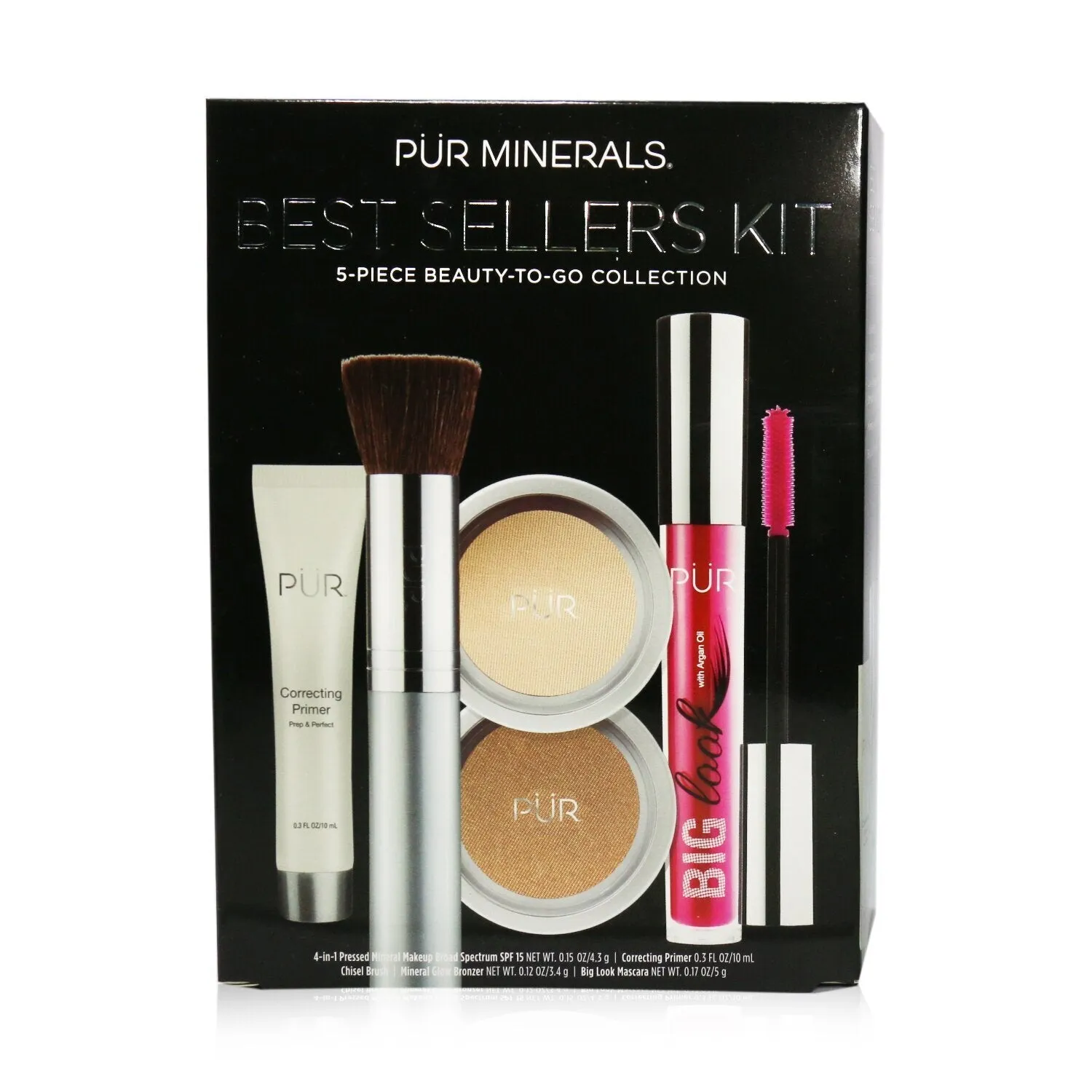 PUR (PurMinerals) Best Sellers Kit (5 Piece Beauty To Go Collection) (1x Primer. 1x Pressed Powder. 1x Bronzer. 1x Mascara. 1x Brush) - # Light  5pcs
