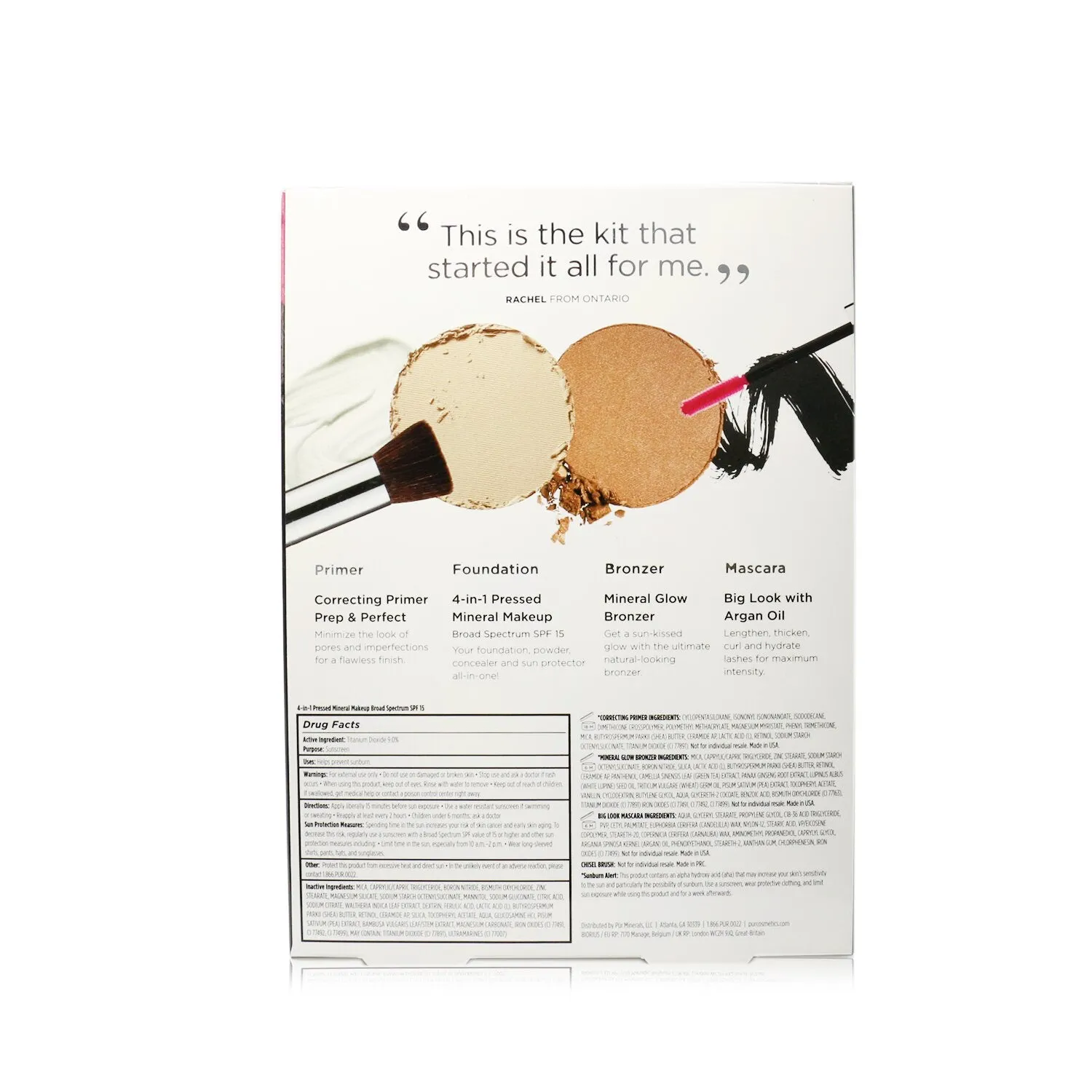 PUR (PurMinerals) Best Sellers Kit (5 Piece Beauty To Go Collection) (1x Primer. 1x Pressed Powder. 1x Bronzer. 1x Mascara. 1x Brush) - # Light  5pcs